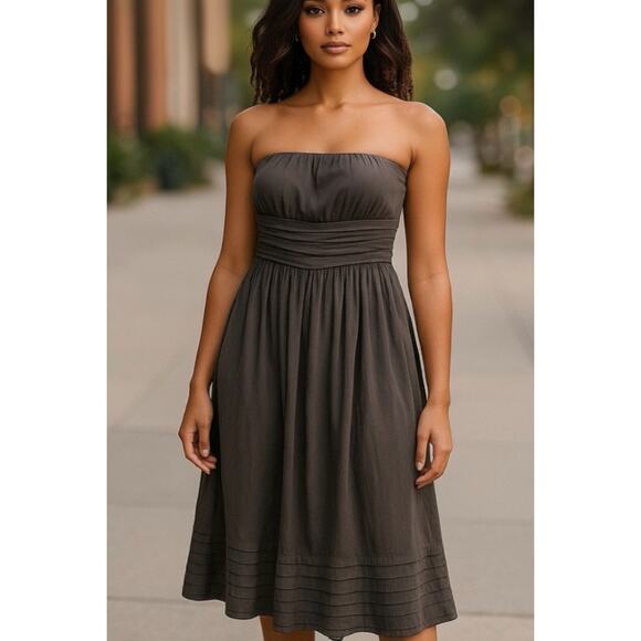 J.CREW Dresses & Skirts - J. Crew Juliet Strapless Silk Chiffon Midi Dress Gray Small Bridesmaid Cocktail